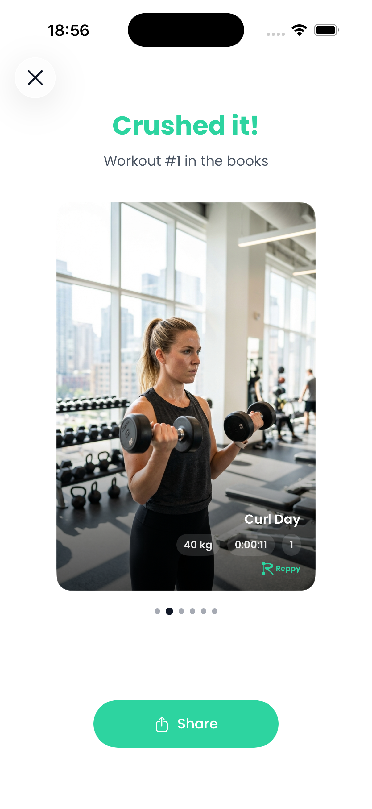 Workout completion screen